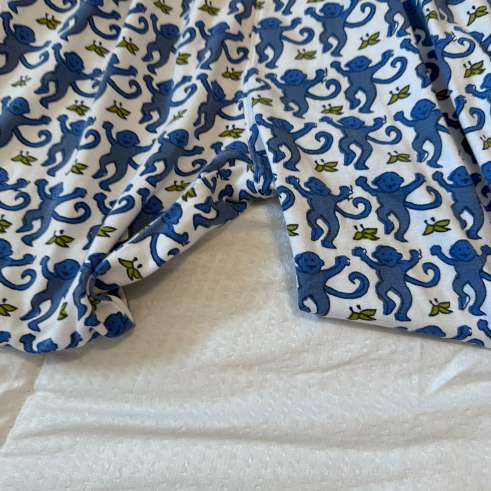 Roller Rabbit Blue & White Monkey Pajama Set XS Pima Cotton EUC - Picture 5 of 8